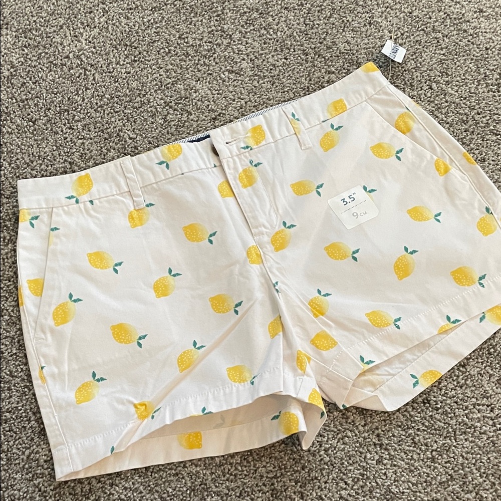Old Navy White Bermuda Shorts with Yellow Lemon Print